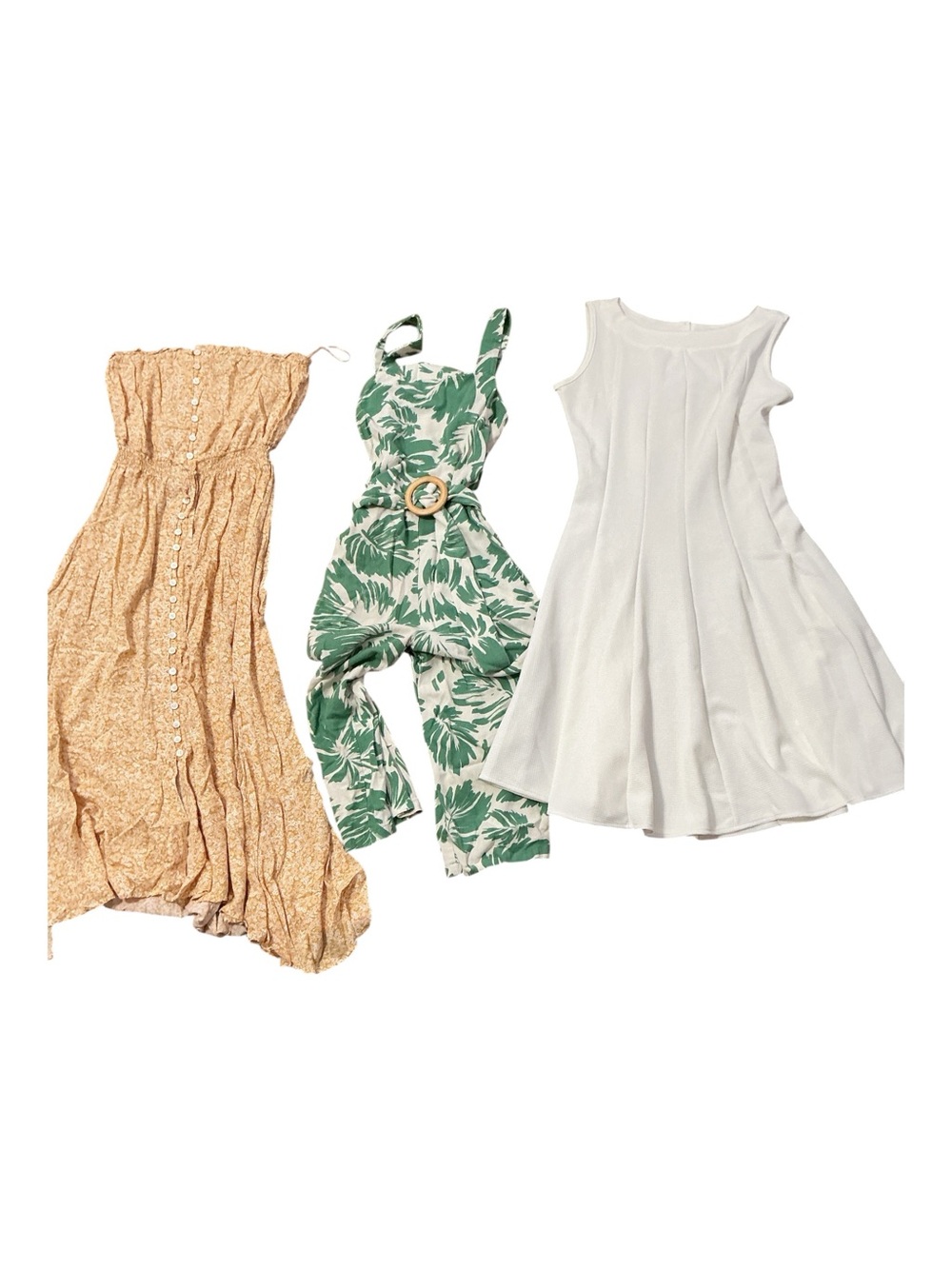 Vince Camuto Green Leaf-Print One-Piece Bodysuit with Belt